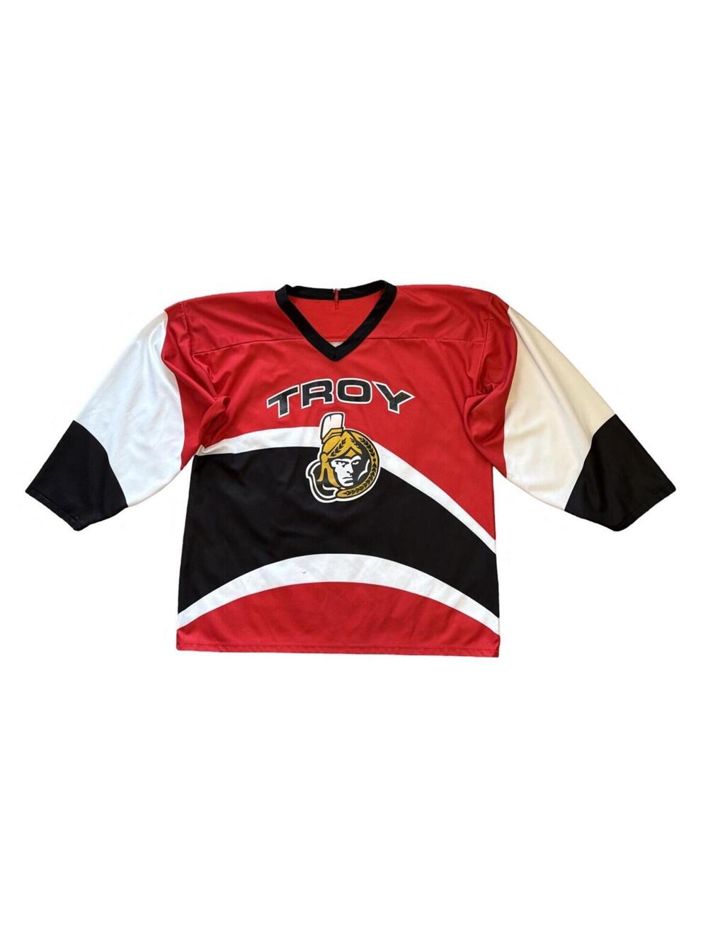Athletic Knit AK Troy Trojans Hockey Jersey Vintage College Men's Size Large